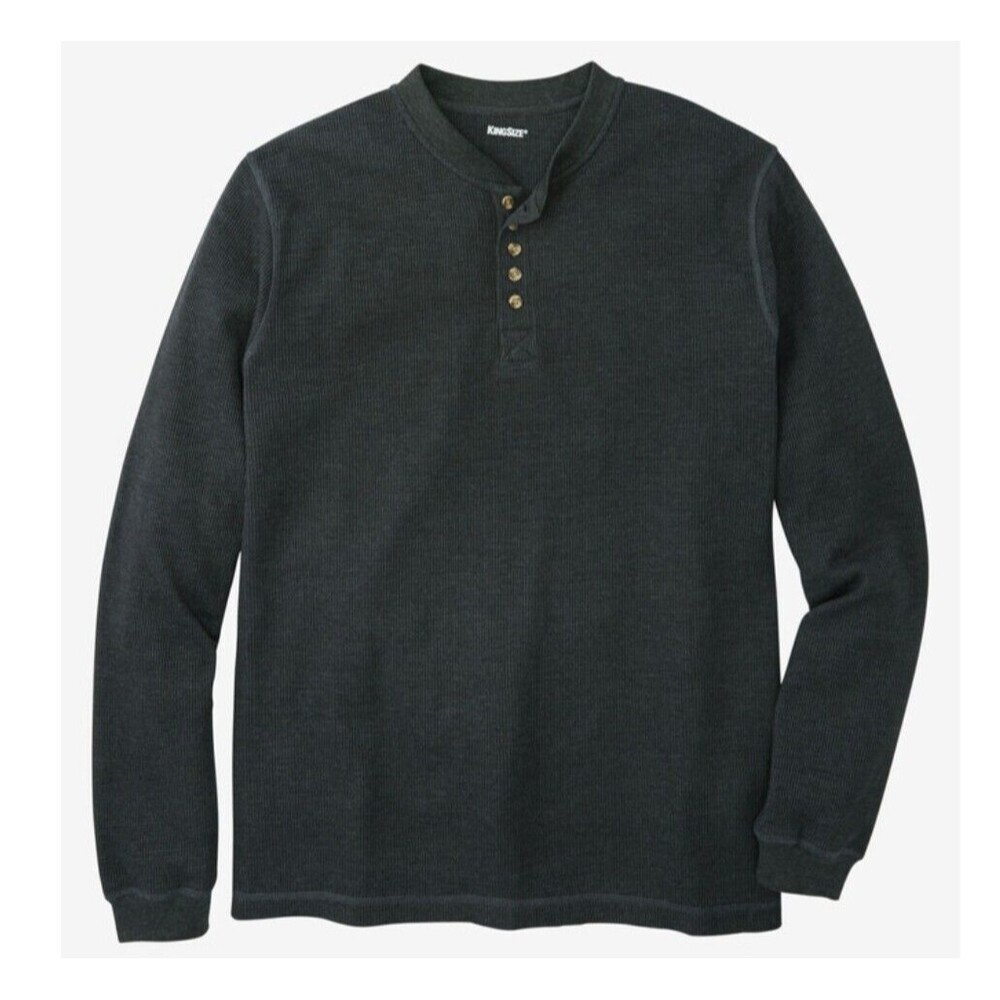 KingSize Shirt Mens 3XL Henley Thermal Waffle Knit Tee‎ Outdoors Gray